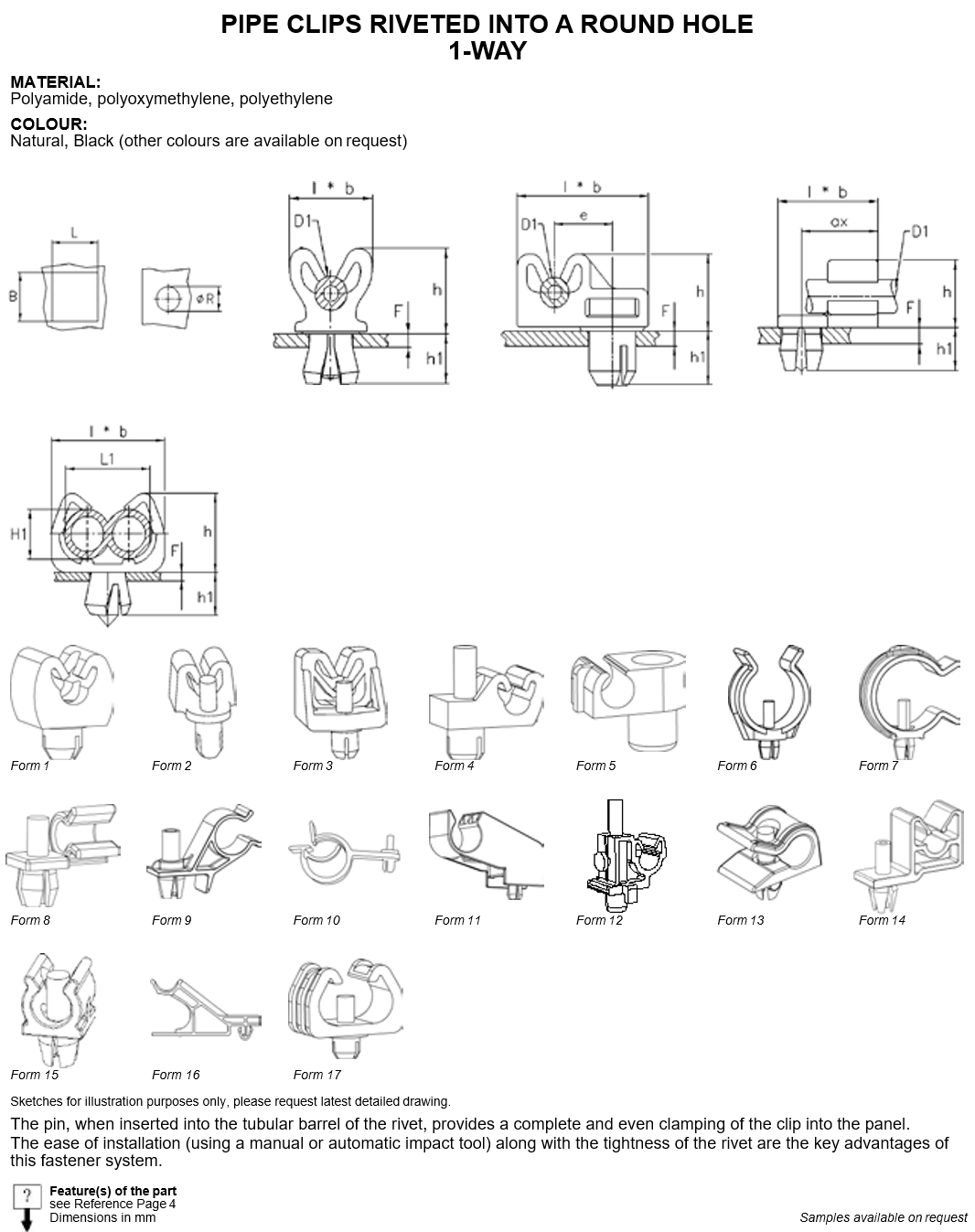 单向圆孔铆接管夹