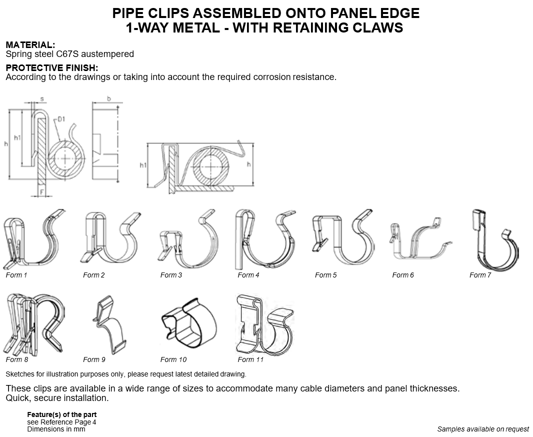 02 PIPE CLIPS ASSEMBLED ONTO PANEL EDGE 1-WAY METAL - WITH RETAINING CLAWS.png